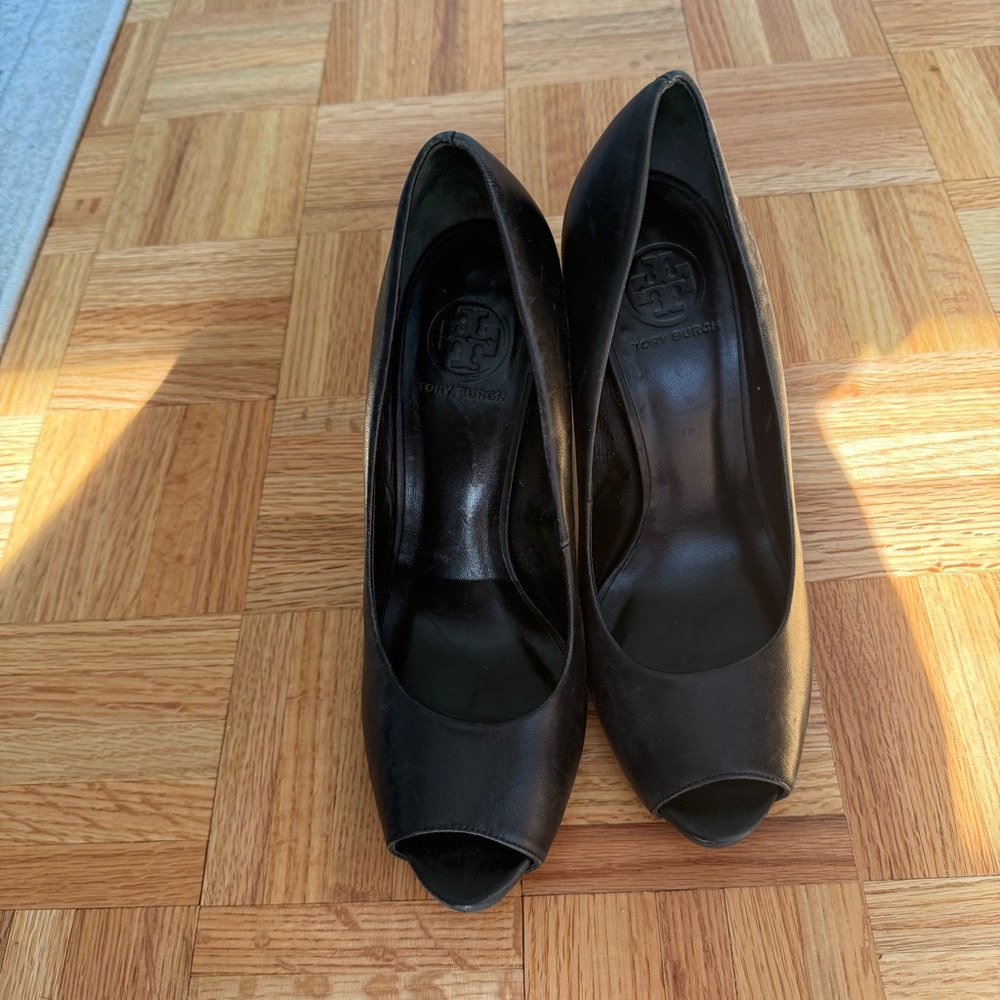 Tory Burch Black Peep Toe Heels